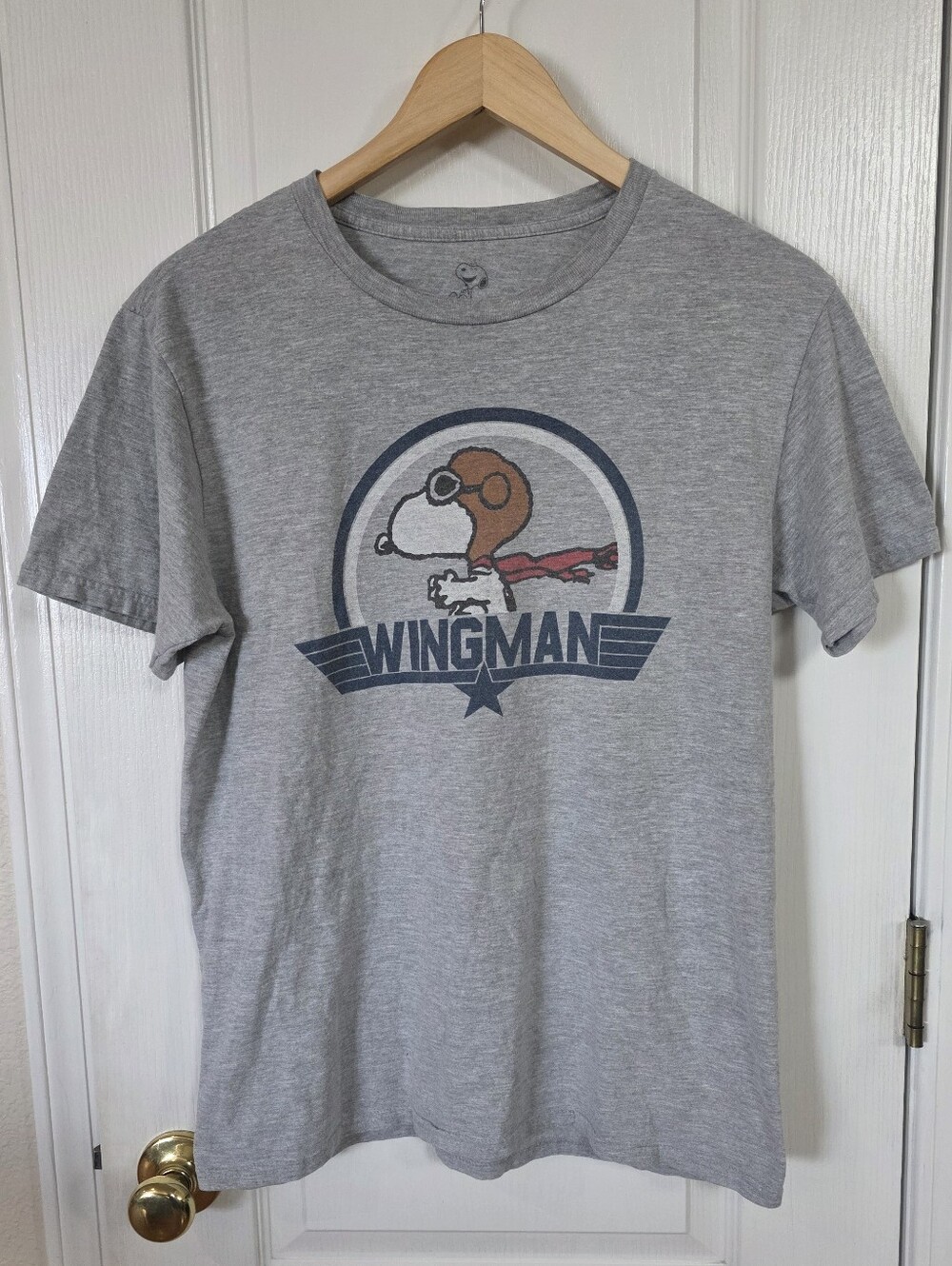 Peanuts Snoopy Wingman Graphic Tee - Sz M, Grey